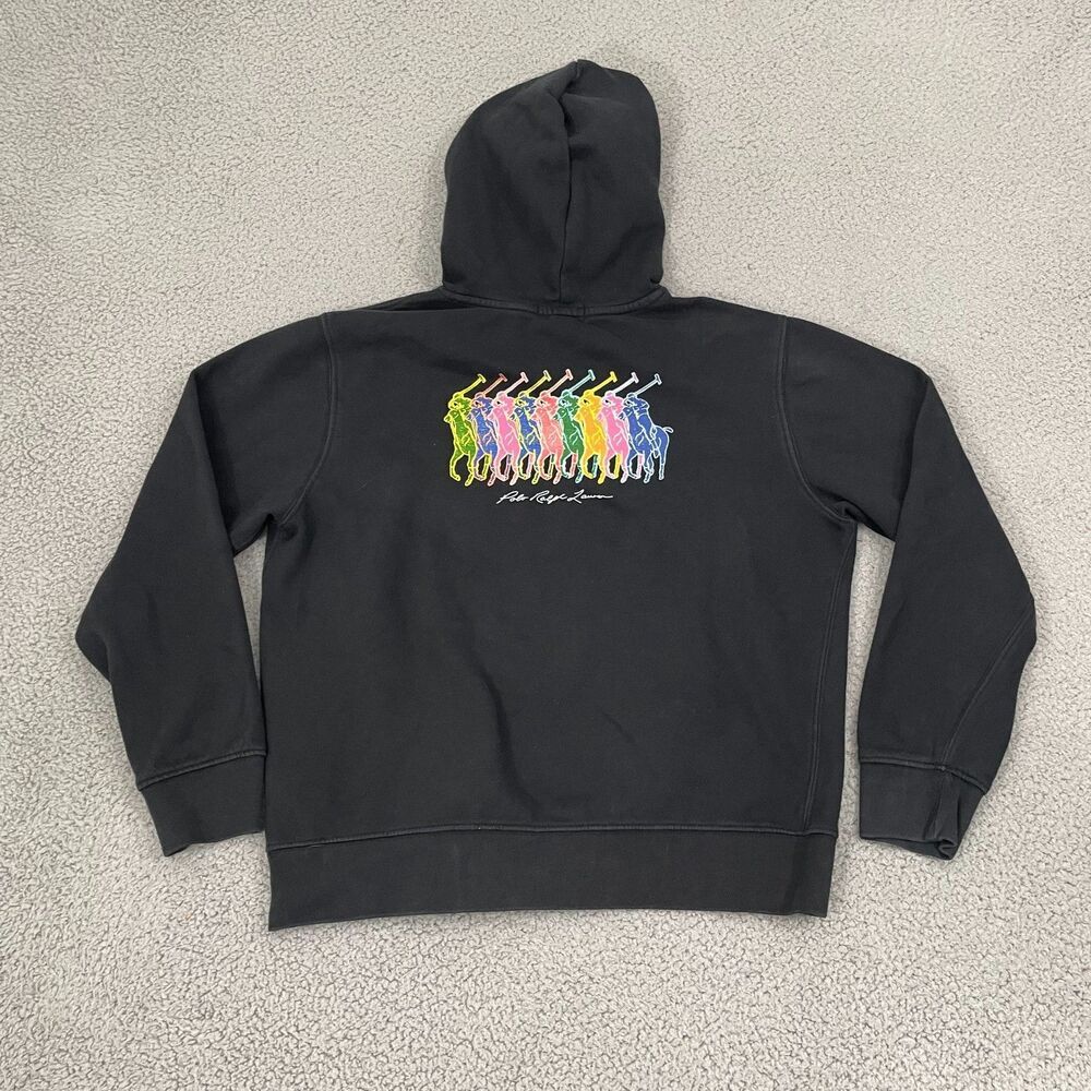 Polo Ralph Lauren Big Pony Fleece Hoodie Kids  XL 18-20 Black Pullover